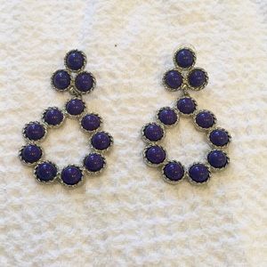 Banana Republic Blue Stone Hoop Drop Earrings